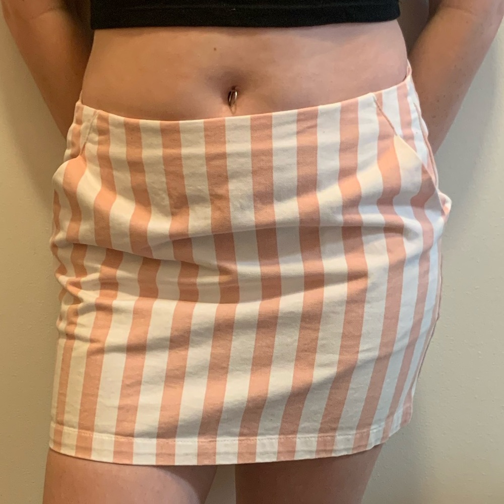 Peaches and cream(white) striped mini skirt
